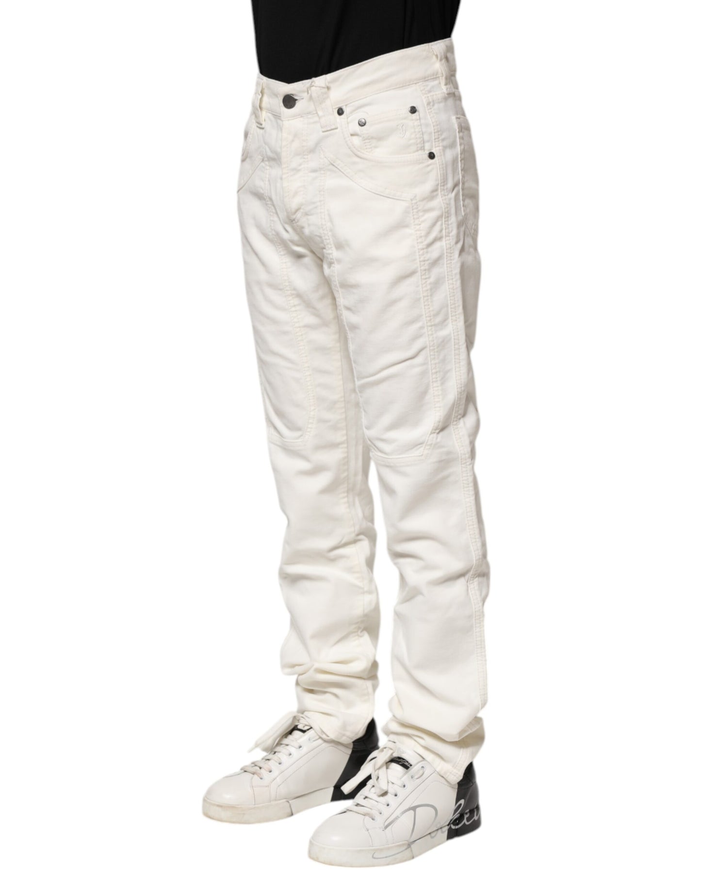 Jeckerson Vita Bomullsstretchiga Raka Herrjeans