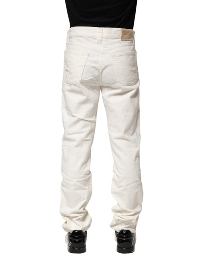 Jeckerson Vita Bomullsstretchiga Raka Herrjeans