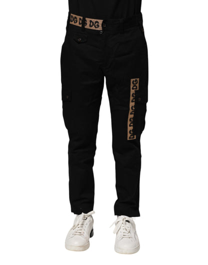 Dolce &amp; Gabbana svarta bomullsbyxor med cargokrage