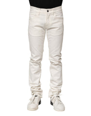Dolce & Gabbana White Cotton Skinny Men Denim Jeans