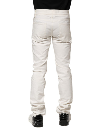 Dolce &amp; Gabbana hvite bomulls skinny herrejeans
