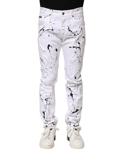 Dolce &amp; Gabbana Hvite ColorSplash Skinny Denim Jeans