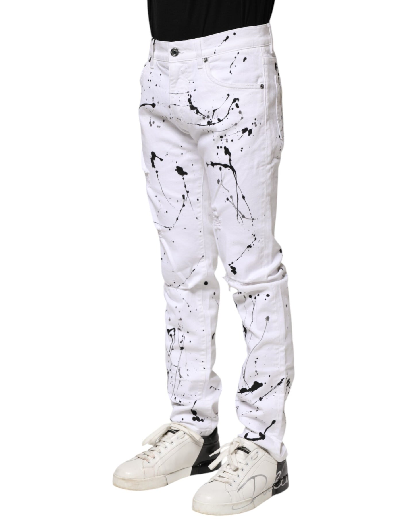 Dolce &amp; Gabbana Hvite ColorSplash Skinny Denim Jeans