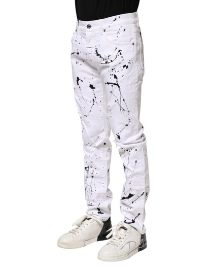Dolce &amp; Gabbana Hvite ColorSplash Skinny Denim Jeans