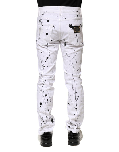Dolce &amp; Gabbana Hvite ColorSplash Skinny Denim Jeans