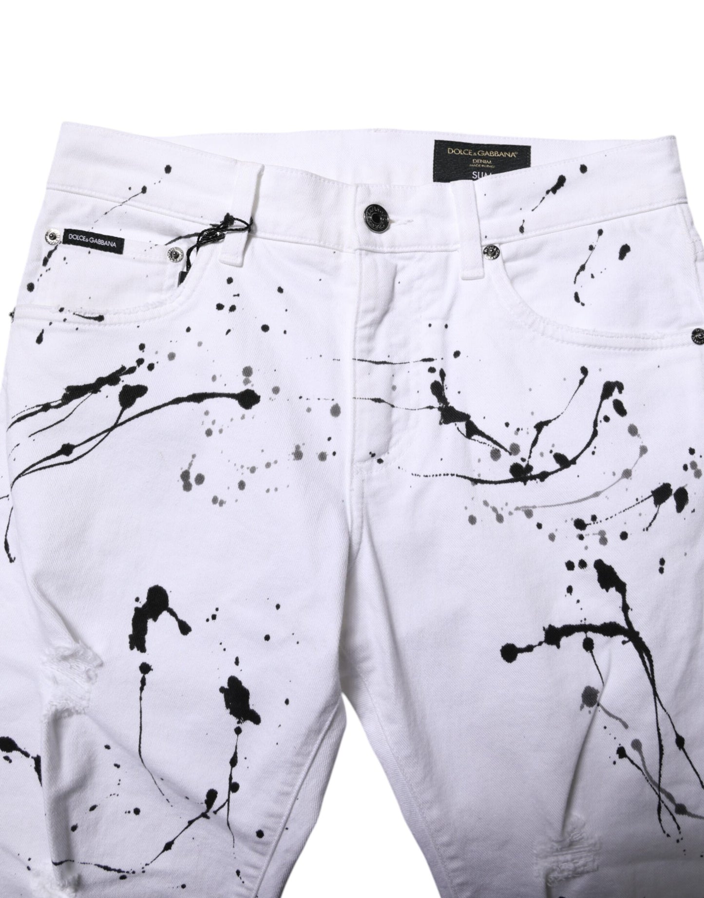 Dolce &amp; Gabbana Hvite ColorSplash Skinny Denim Jeans