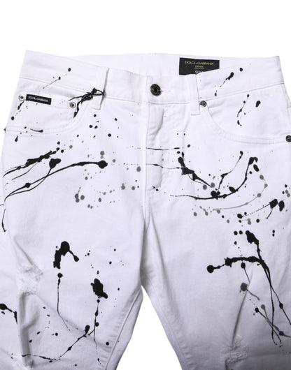 Dolce &amp; Gabbana Hvite ColorSplash Skinny Denim Jeans