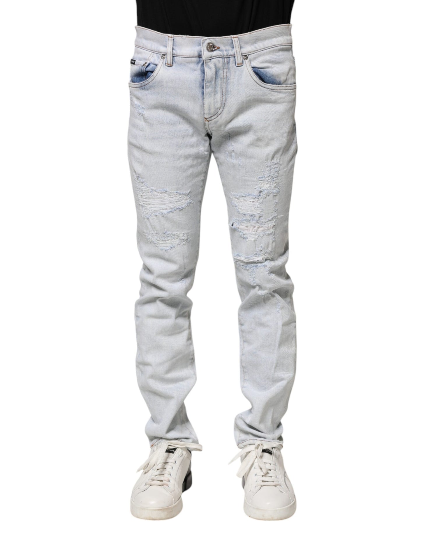 Dolce &amp; Gabbana Lyseblå Fillete Skinny Denim Jeans