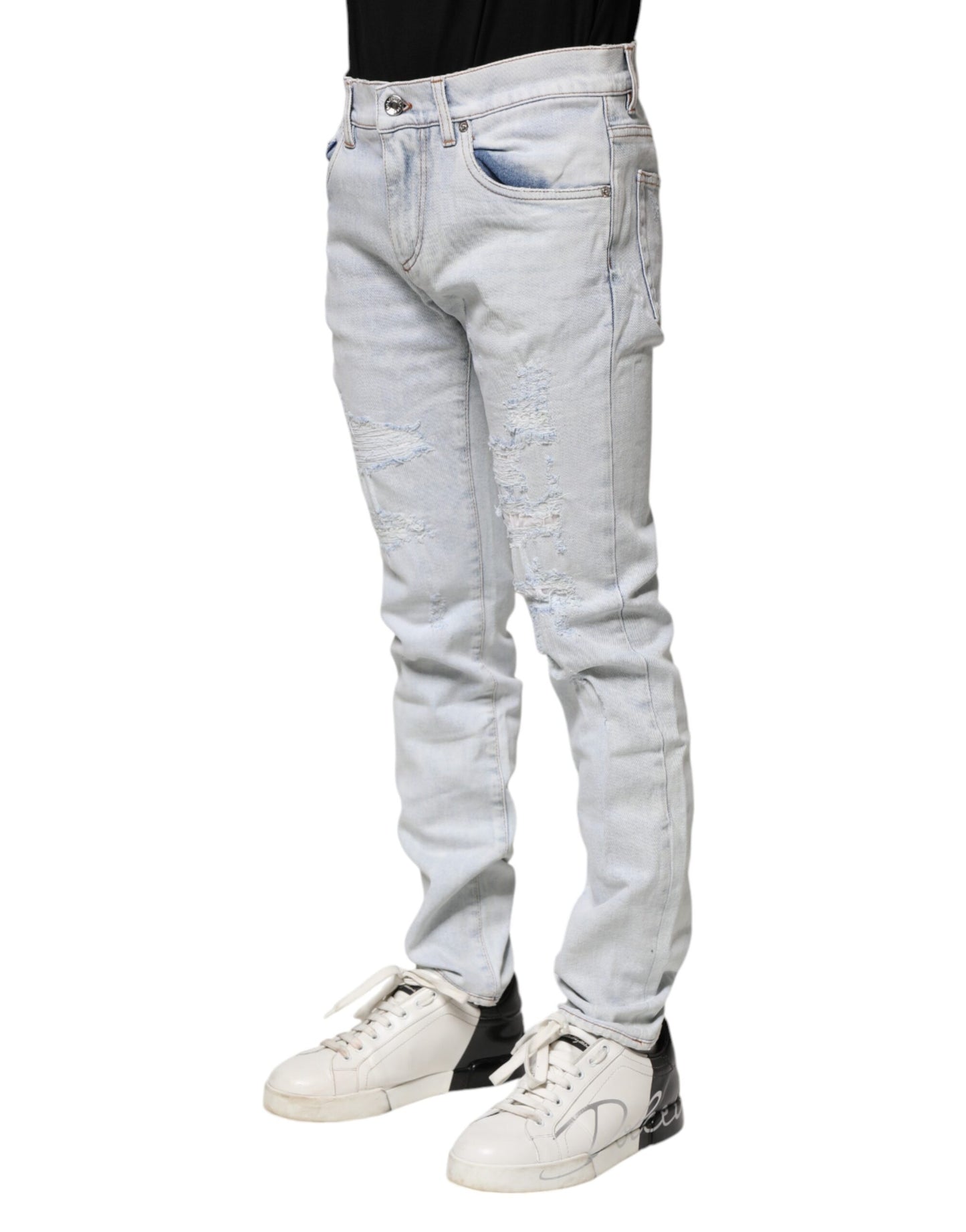 Dolce &amp; Gabbana Lyseblå Fillete Skinny Denim Jeans