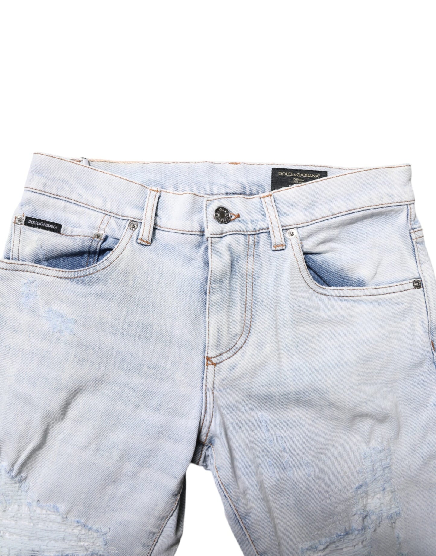 Dolce &amp; Gabbana Lyseblå Fillete Skinny Denim Jeans