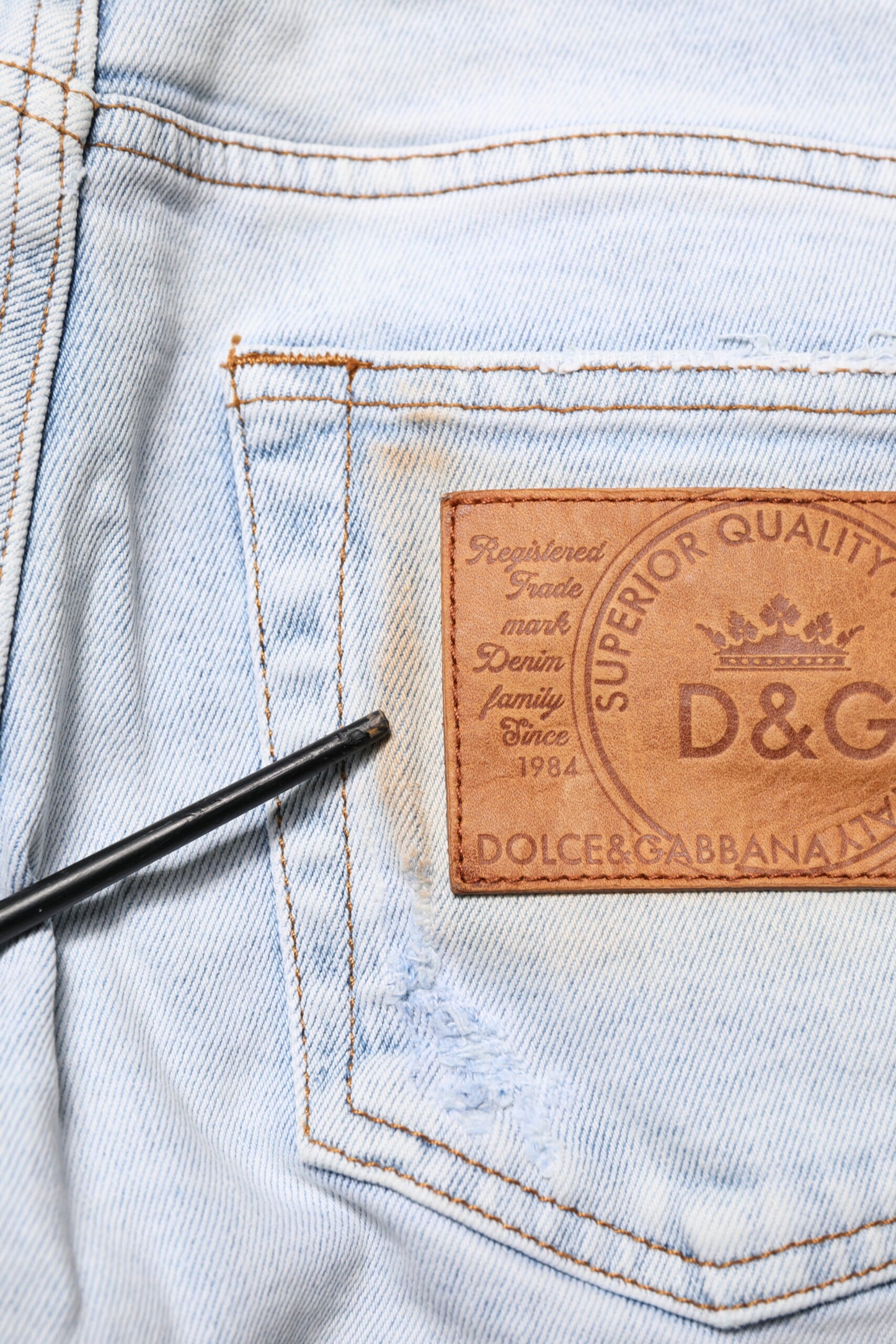 Dolce &amp; Gabbana Lyseblå Fillete Skinny Denim Jeans