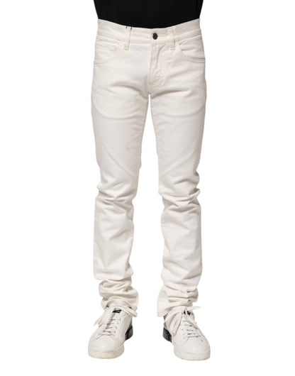 Dolce &amp; Gabbana hvite bomulls skinny herrejeans