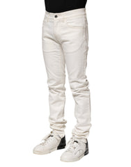 Dolce & Gabbana White Cotton Skinny Men Denim Jeans