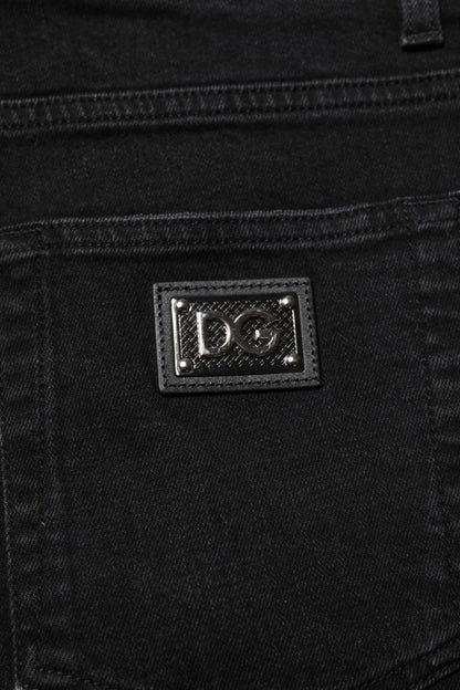 Dolce &amp; Gabbana svarte bomulls skinny herrejeans