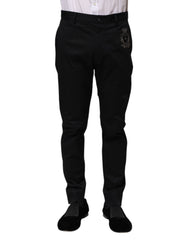 Dolce & Gabbana Dark Blue Logo Cotton Dress Pants