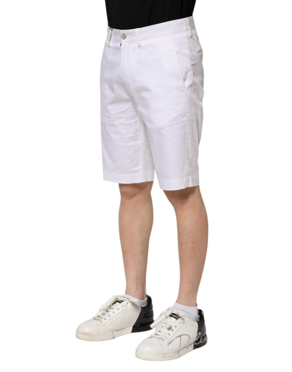 Vita bomullsstretchiga denimbermudashorts för män