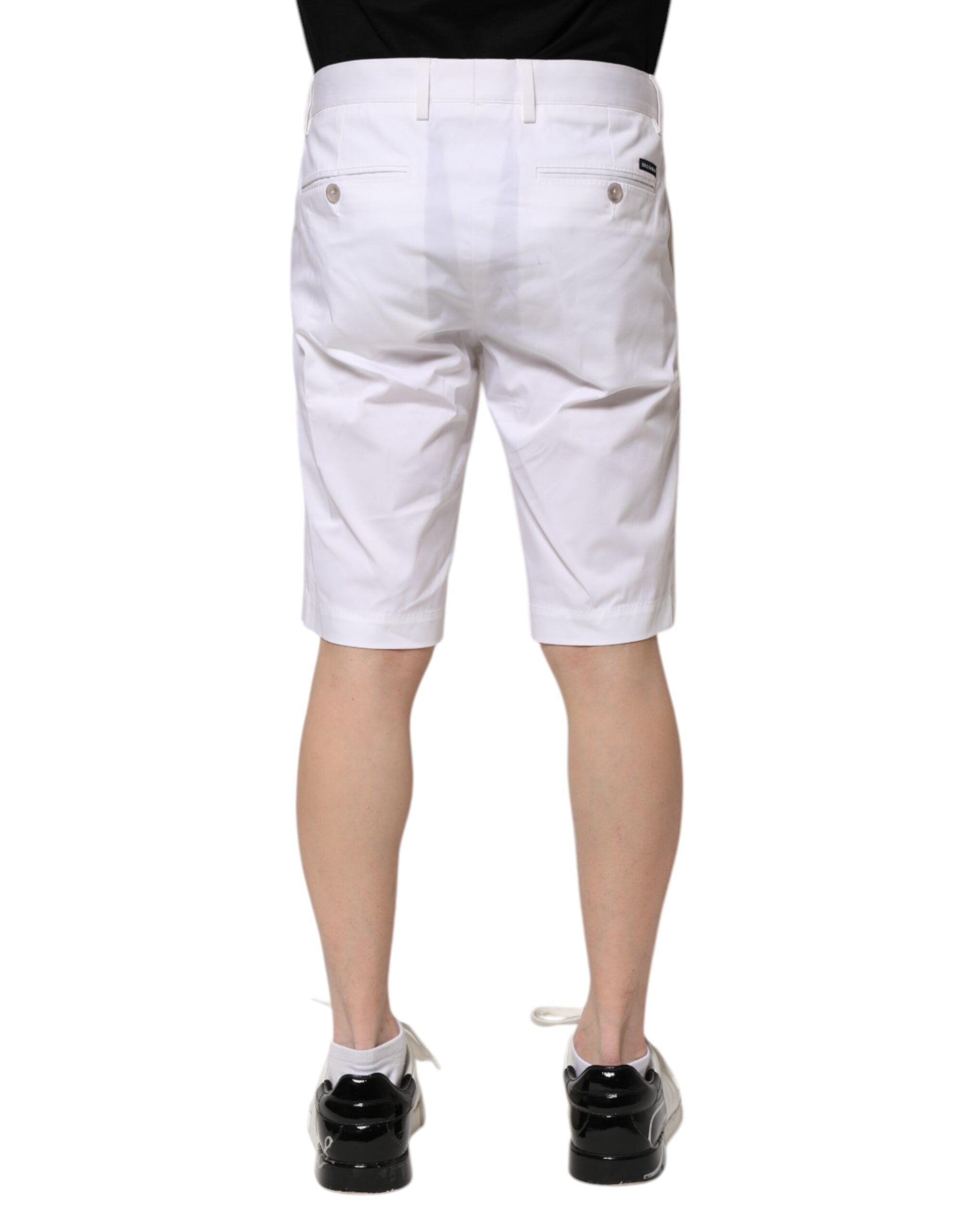 Dolce & Gabbana White Cotton Stretch Men Denim Bermuda Shorts