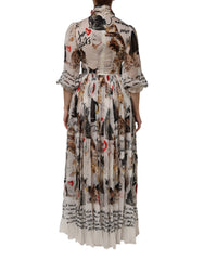 Dolce & Gabbana Multicolor Animal Print Silk Ascot Maxi Dress
