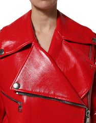 Dolce & Gabbana Red Lambskin Full Zipper Jacket