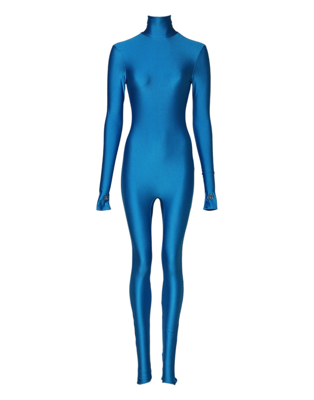 Blå nylon polotröja med åkning och bodycon jumpsuit