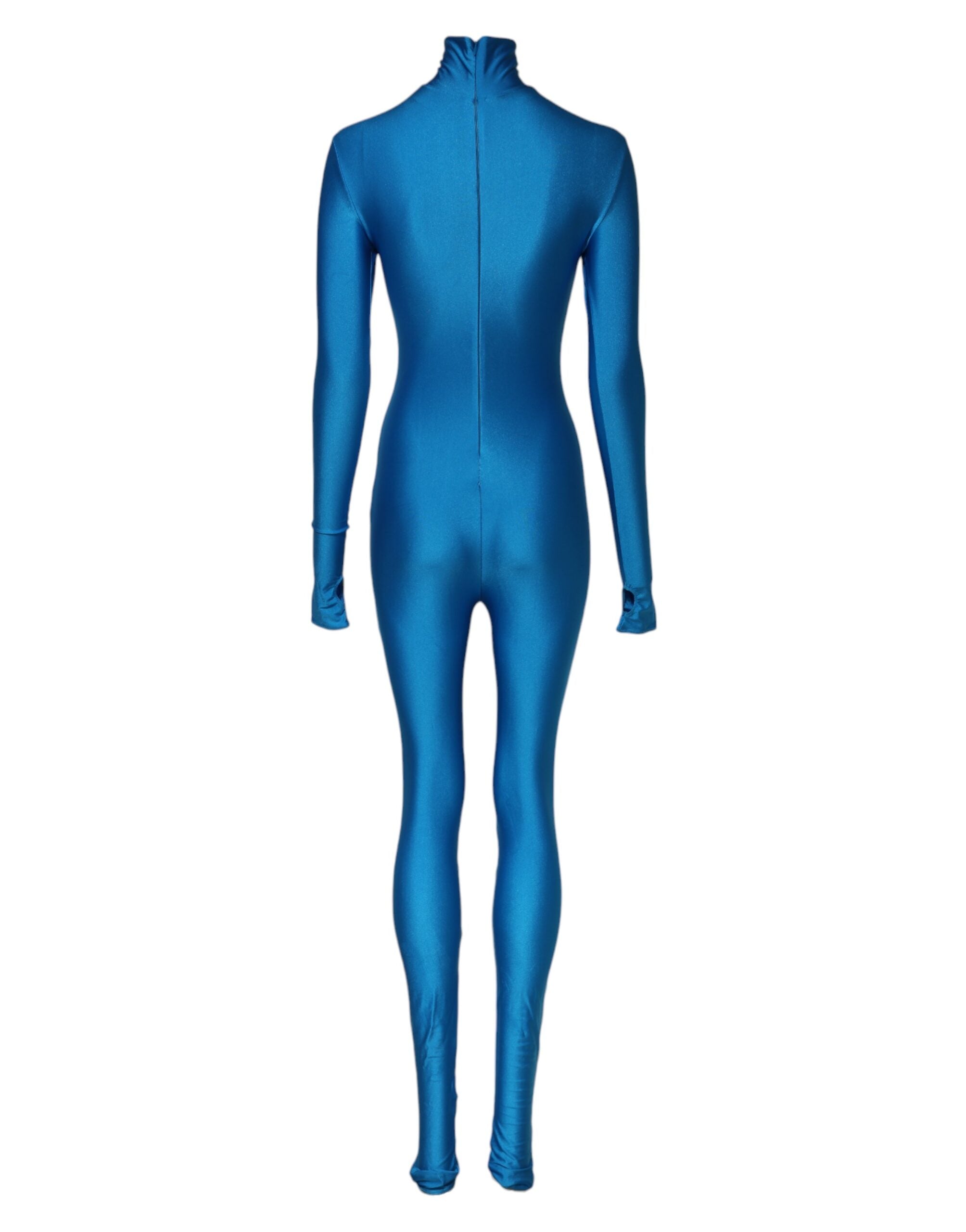 Blå nylon polotröja med åkning och bodycon jumpsuit