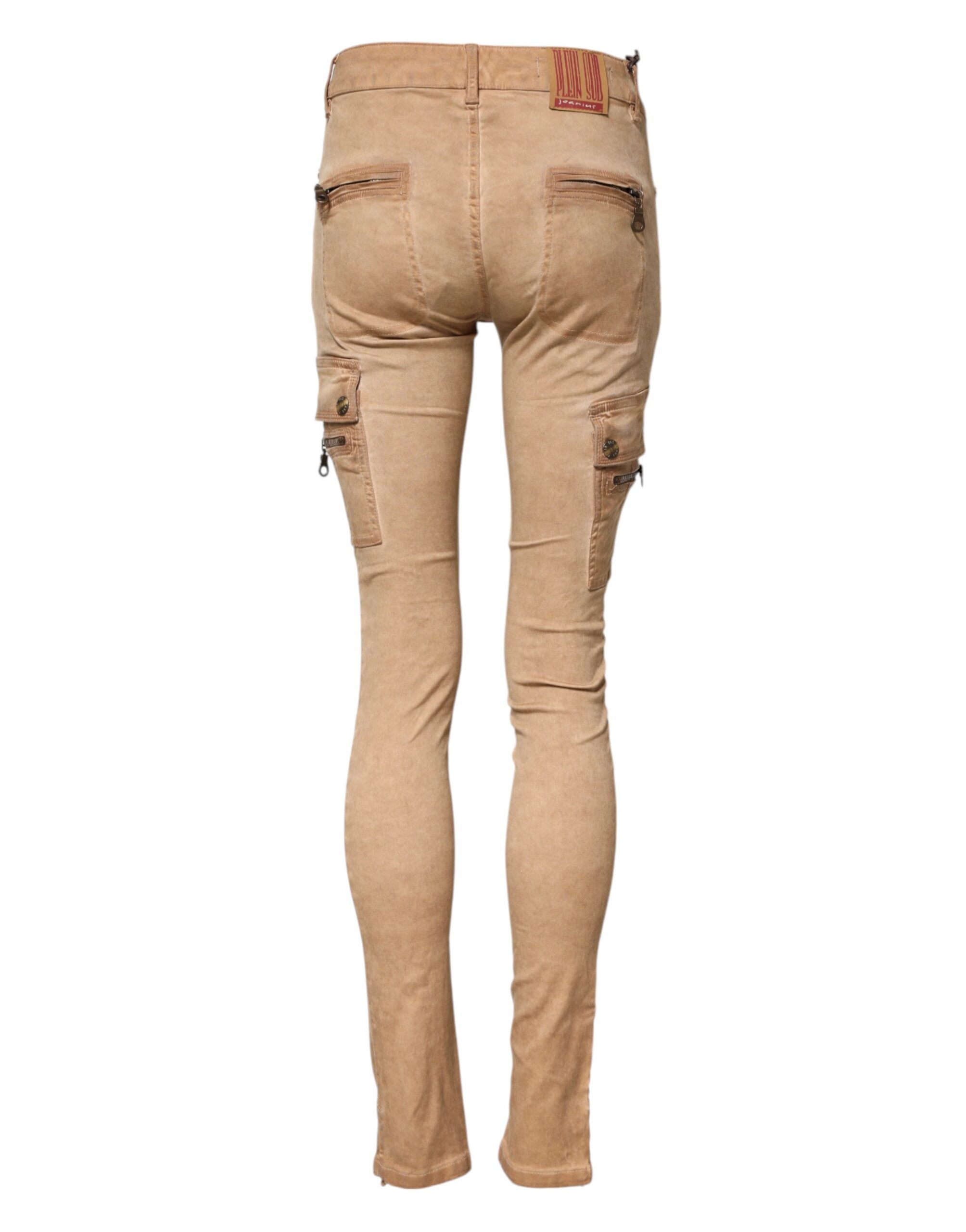 Bruna bomullsjeans med medelhög midja och smal passform