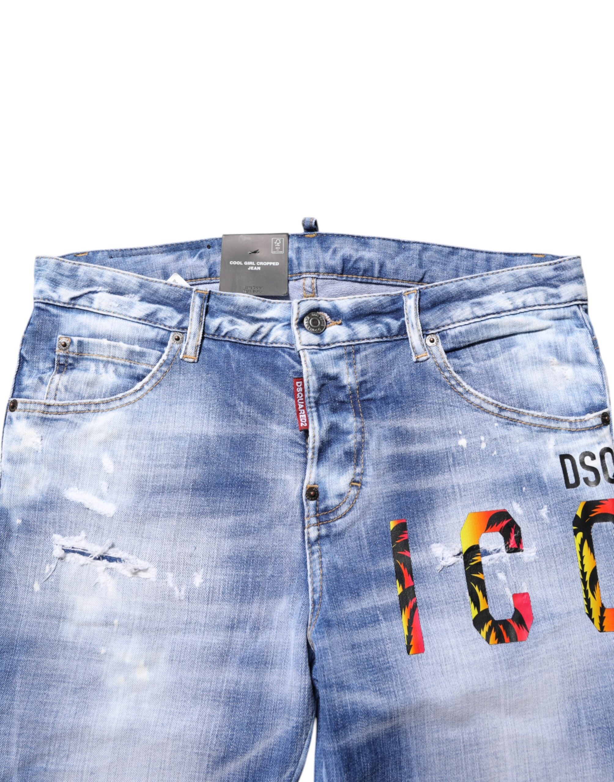 Blå tvättade bomulls skinny jeans med medelhög midja