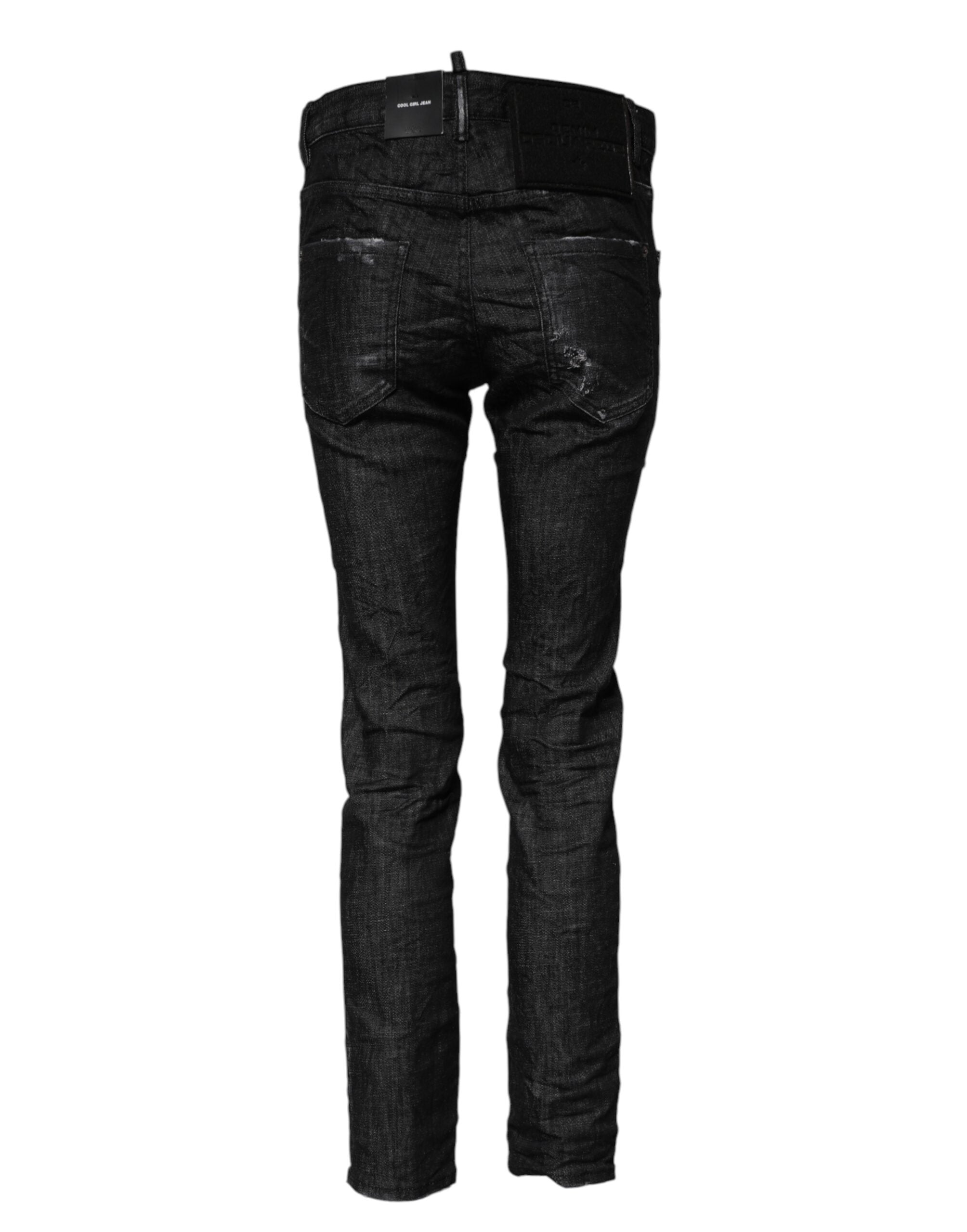 Svarta skinny jeans med medelhög midja i tvättad bomull