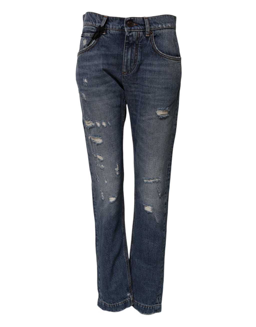 Blå bomullsslitna boyfriend-jeans