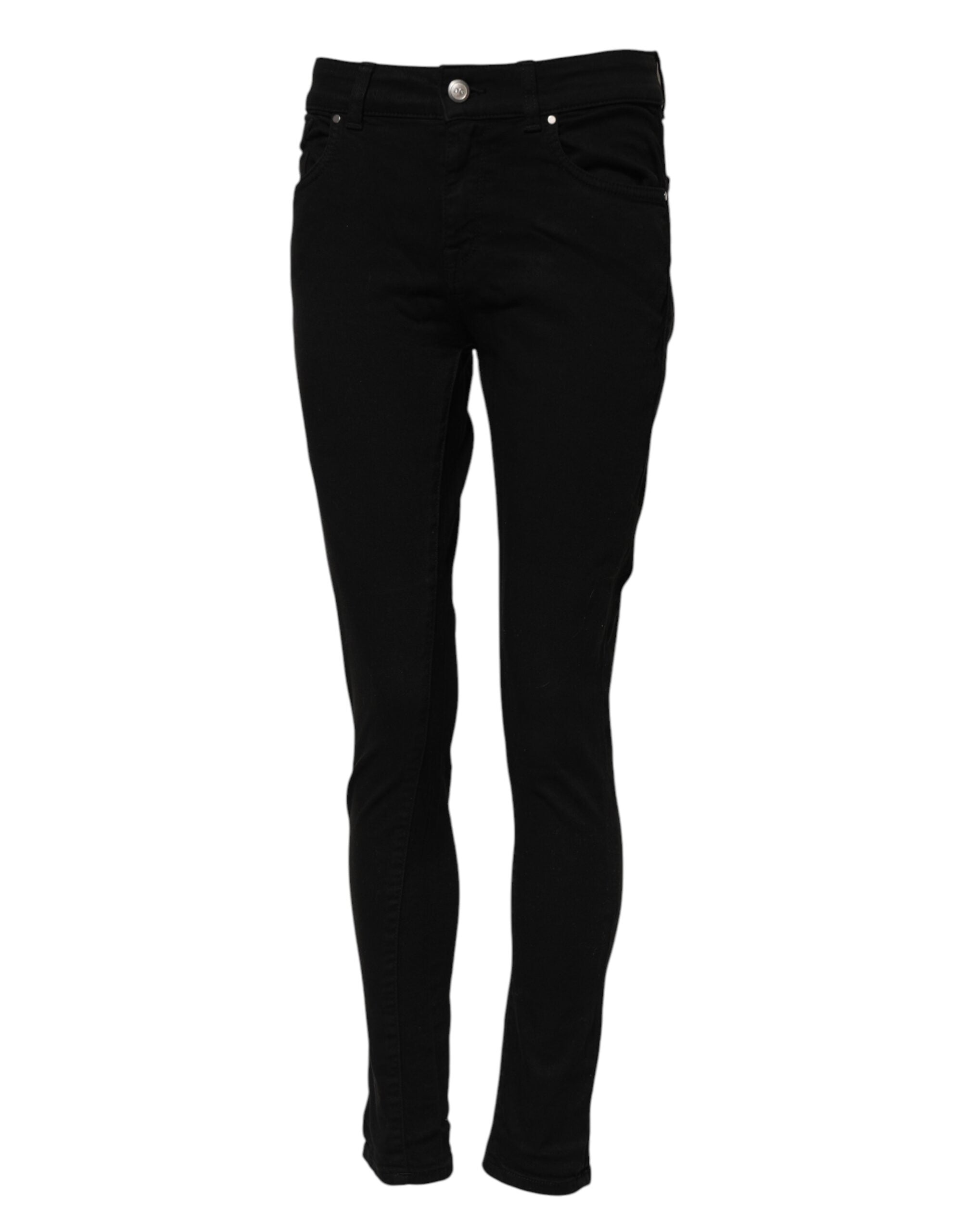 Svarta skinny jeans med medelhög midja i bomull