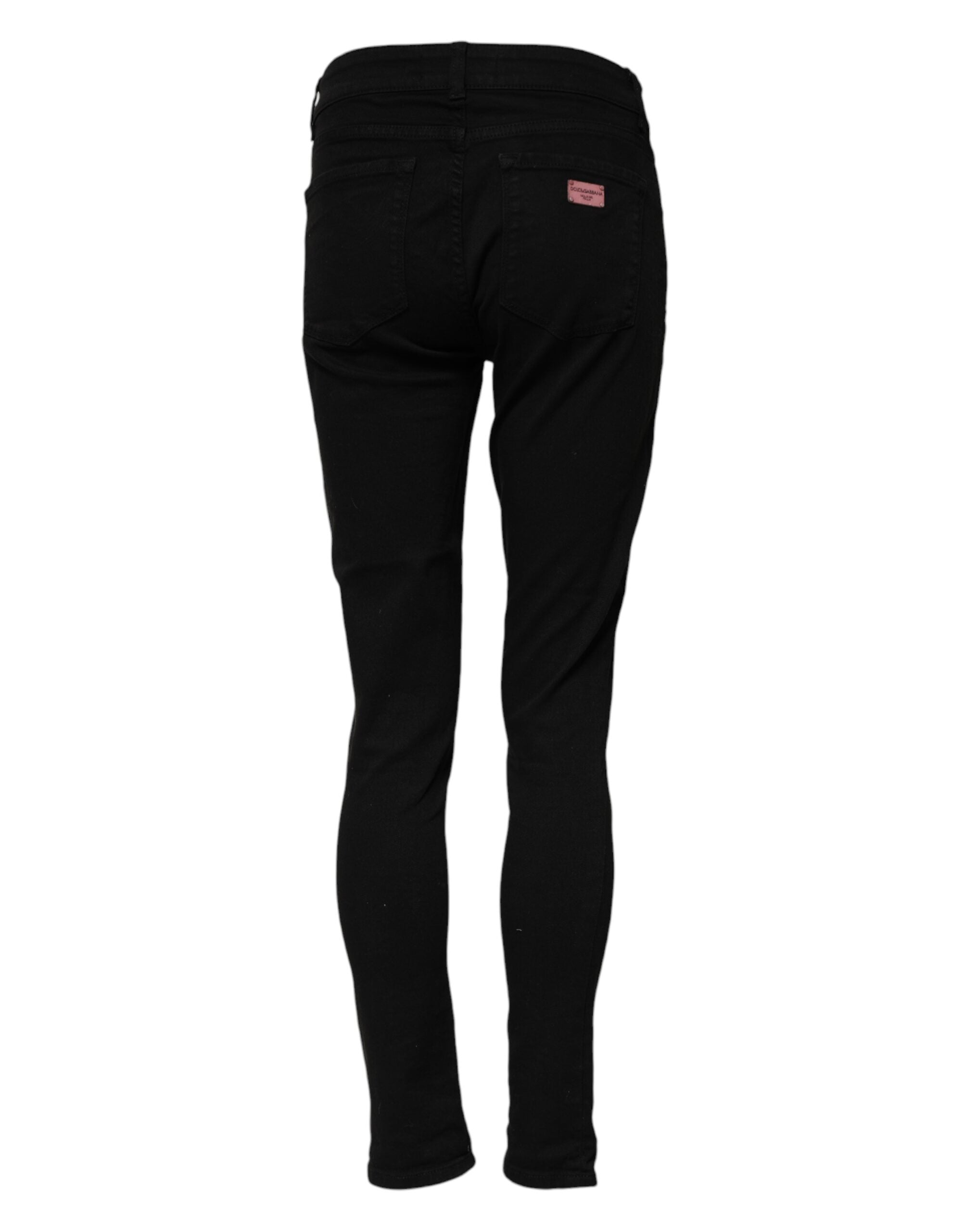 Svarta skinny jeans med medelhög midja i bomull
