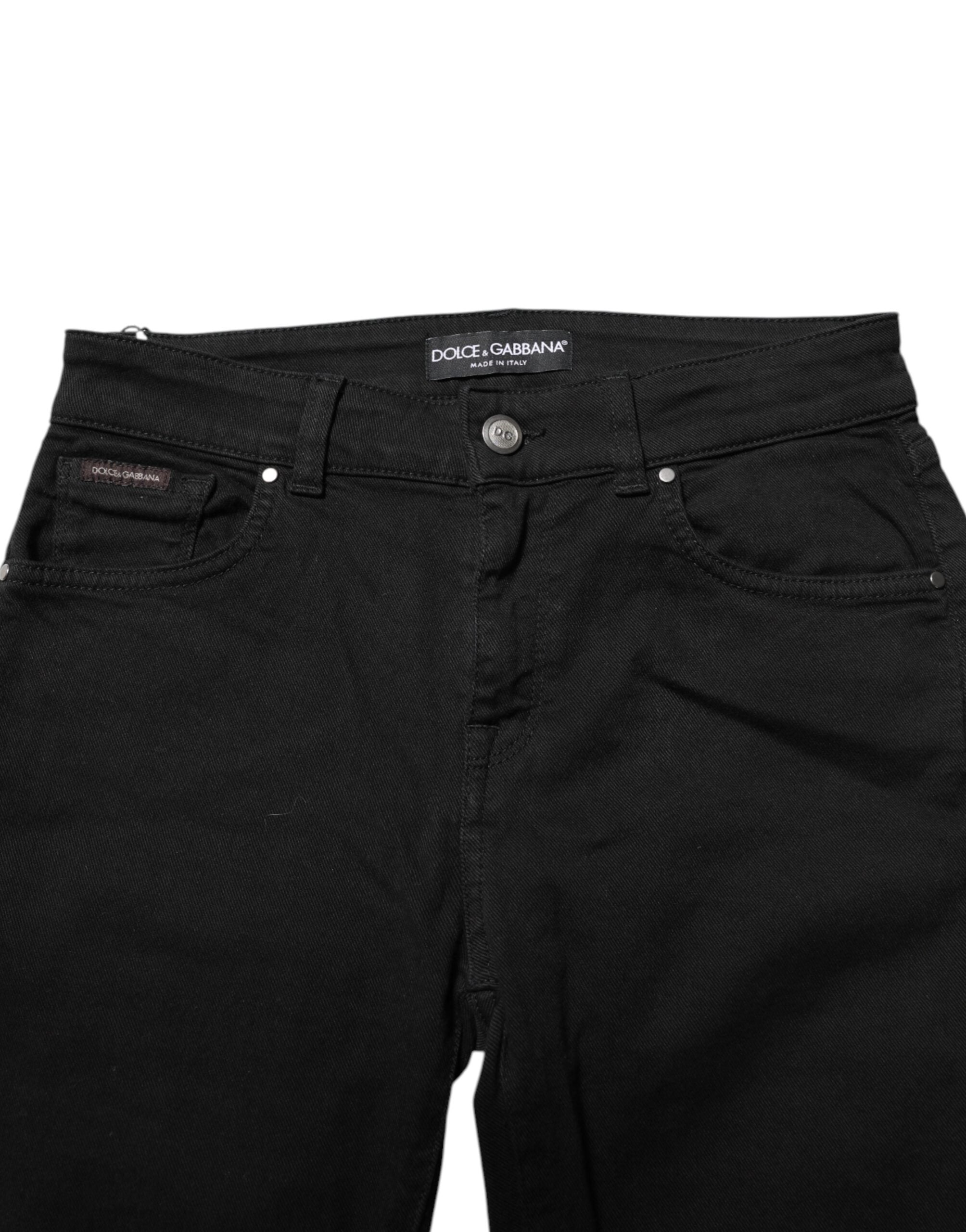 Svarta skinny jeans med medelhög midja i bomull