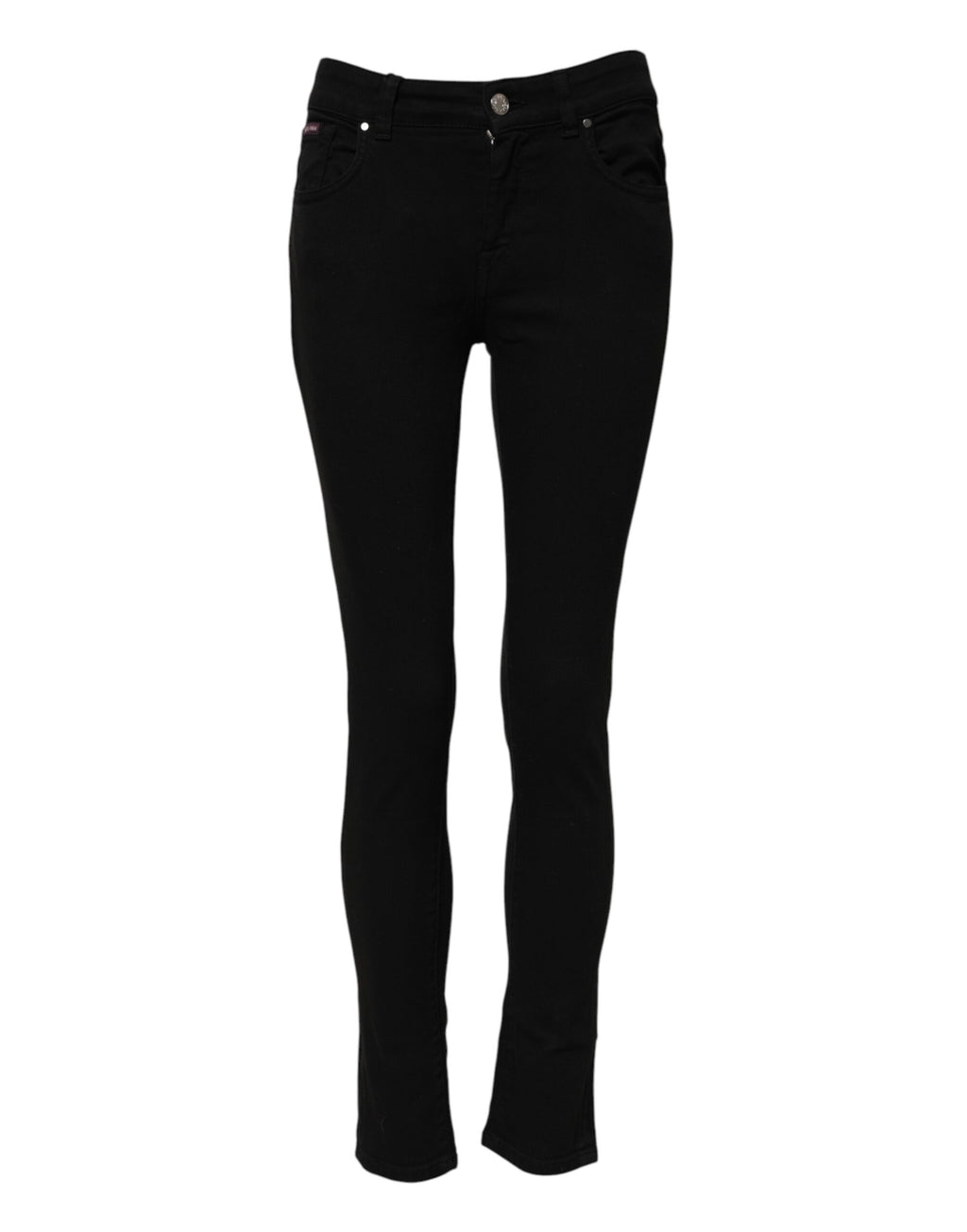 Svarta skinny bomullsjeans med medelhög midja