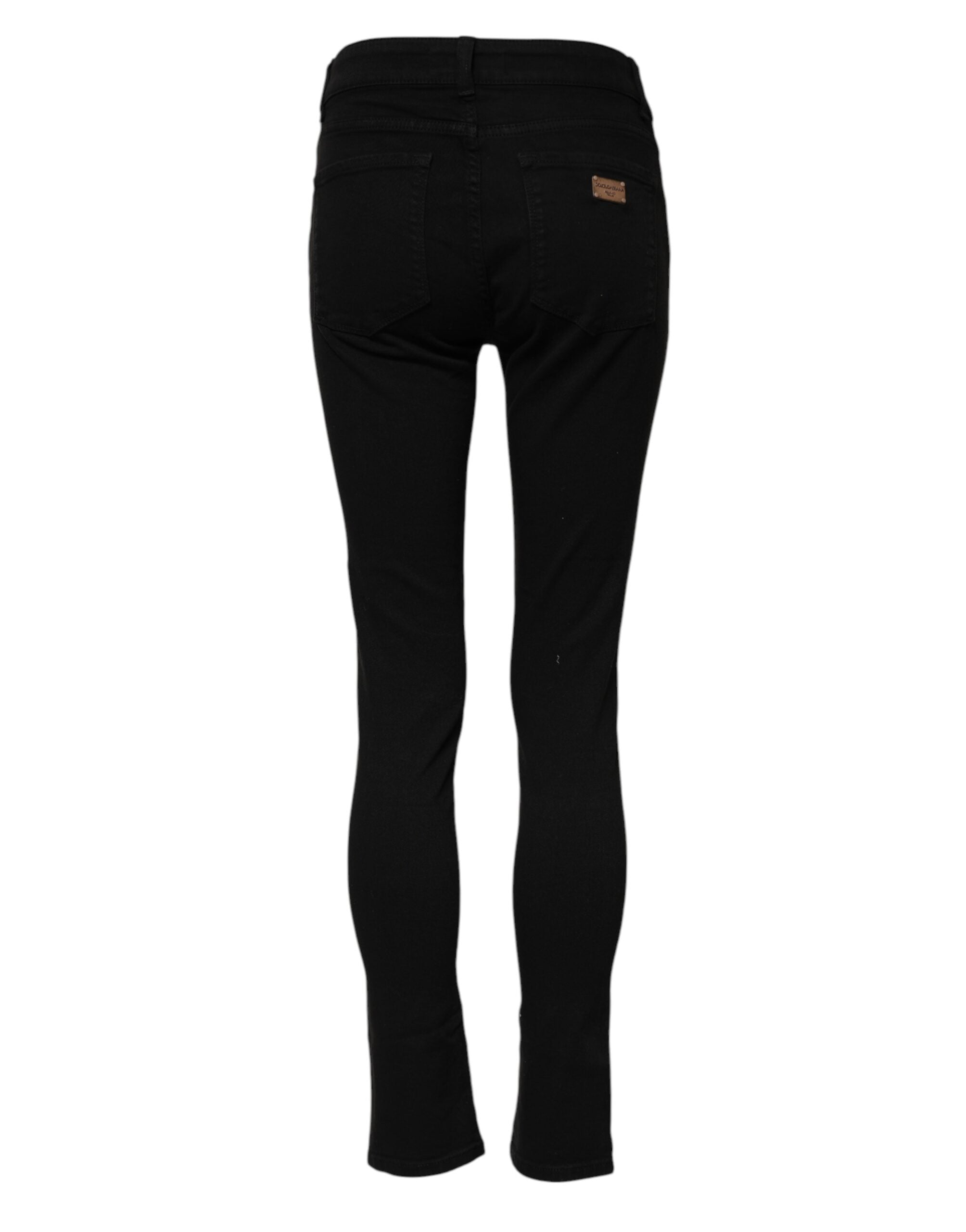 Svarta skinny bomullsjeans med medelhög midja