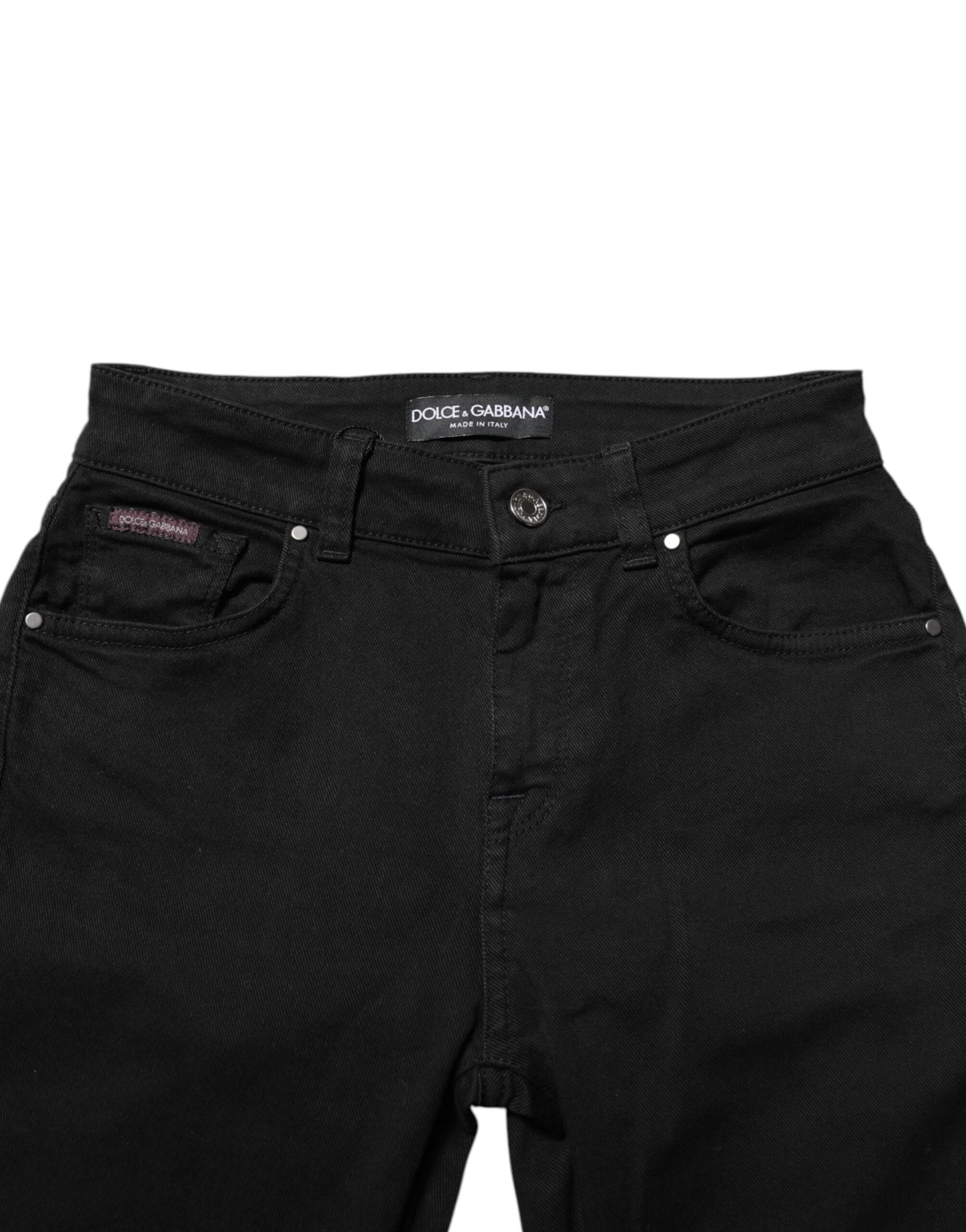 Svarta skinny bomullsjeans med medelhög midja