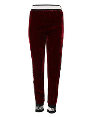 Dolce & Gabbana Red Viscose DG Logo Mid Waist Pants