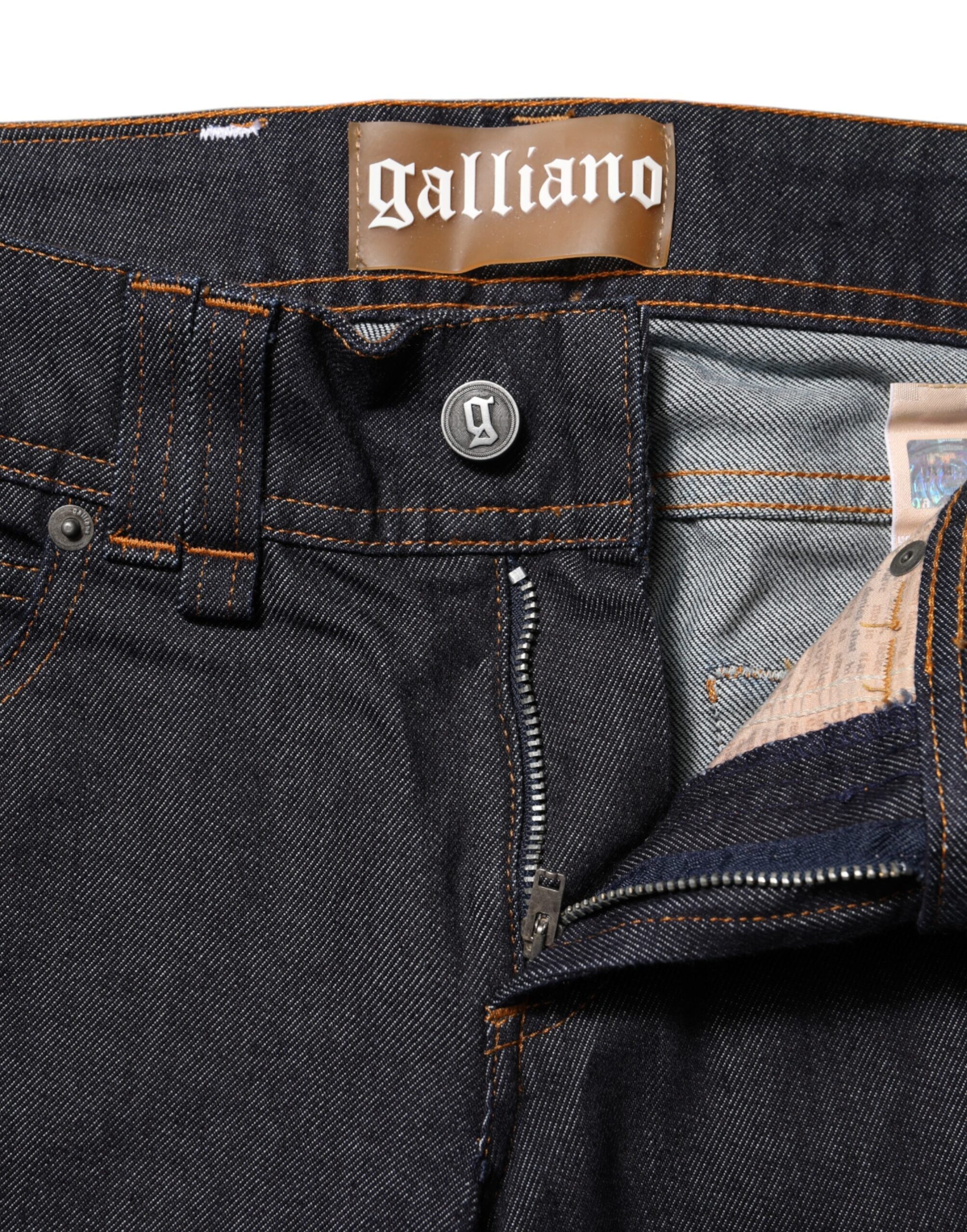 Blåa bomullsjeans med medelhög midja och vida ben