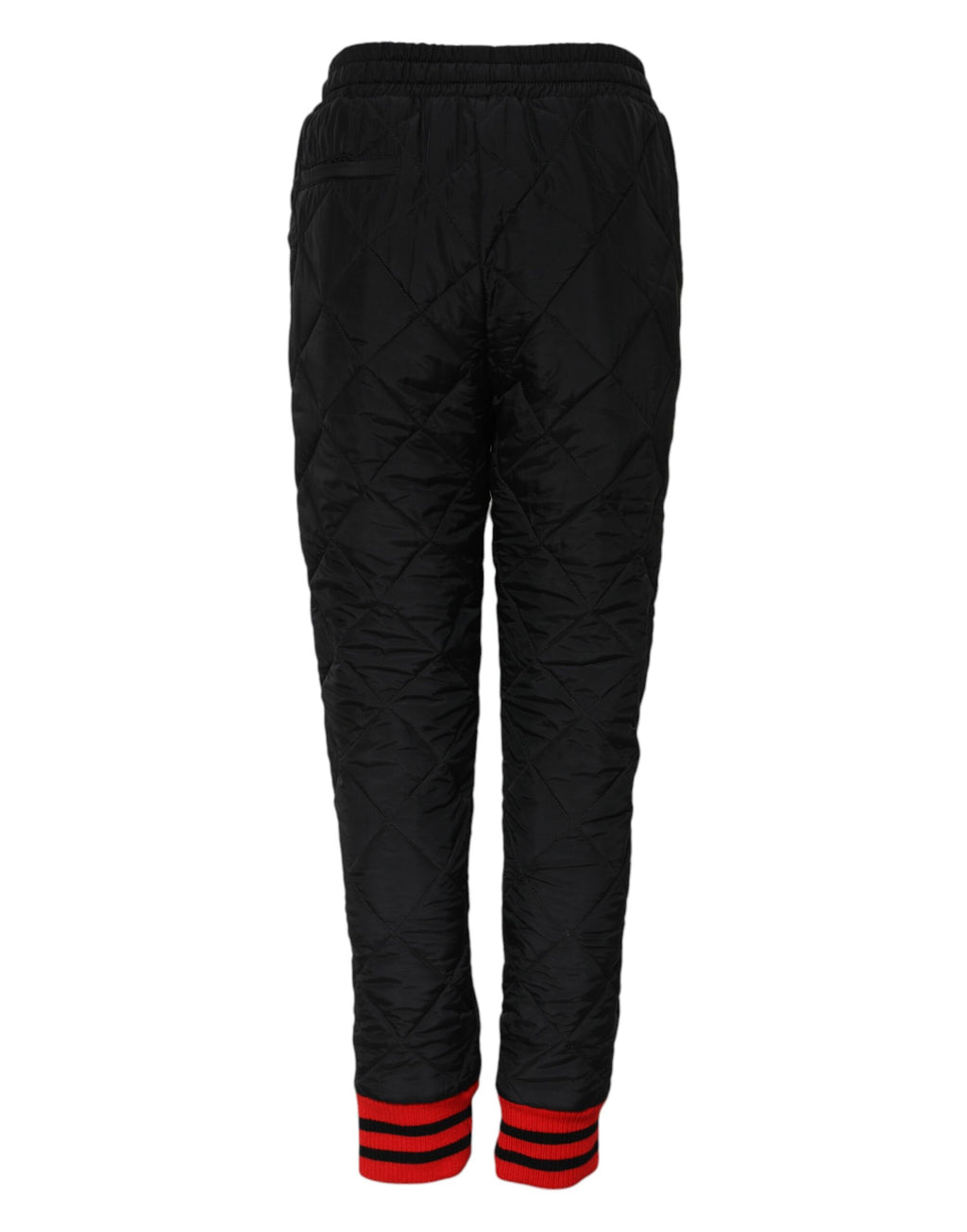 Svarta quiltade joggingbyxor med medelhög midja