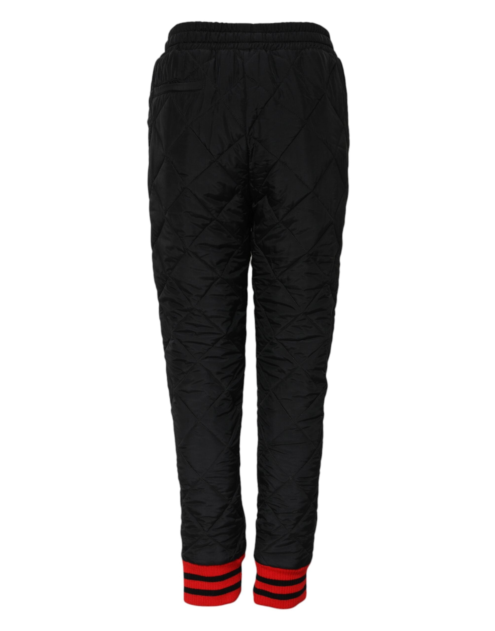 Svarta quiltade joggingbyxor med medelhög midja