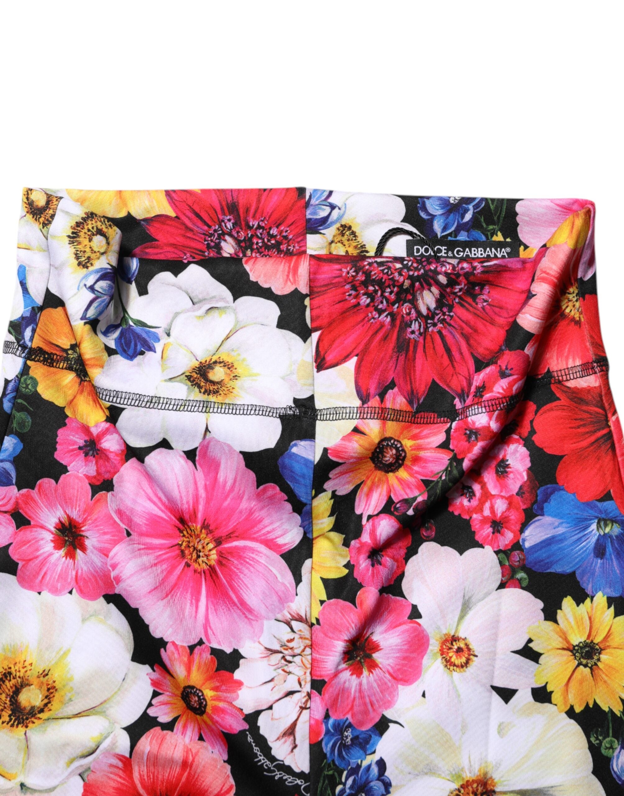 Flerfärgade blommiga leggings med hög midja