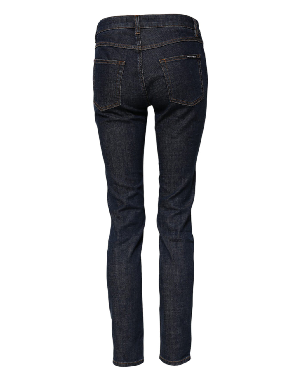 Blå skinny bomullsjeans med medelhög midja