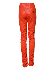 Dolce & Gabbana Orange Cotton High Waisted Denim Jeans