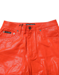 Dolce & Gabbana Orange Cotton High Waisted Denim Jeans