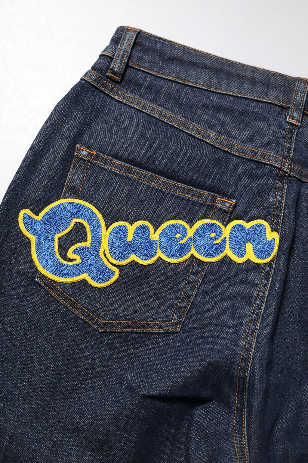 Blå Queen Patch AUDREY Jeans med medelhög midja