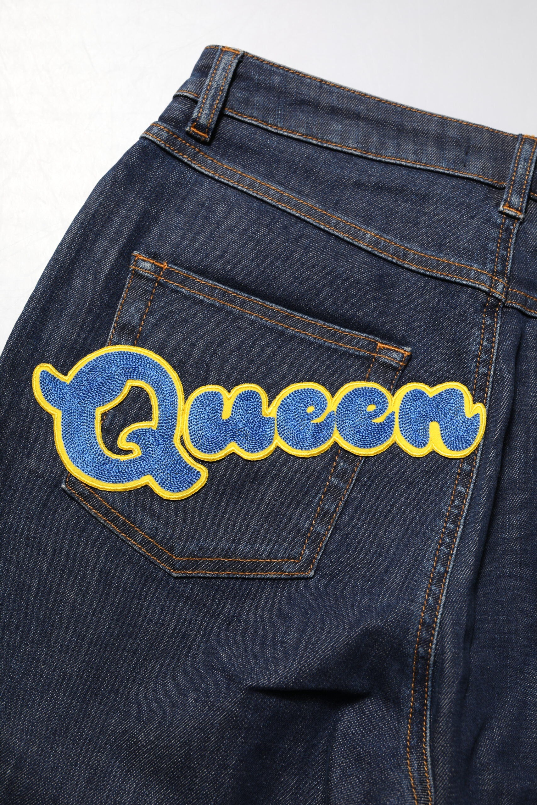 Blå Queen Patch AUDREY Jeans med medelhög midja