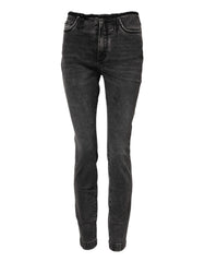 Dolce & Gabbana Gray Skinny Cotton Mid Waisted Denim Jeans