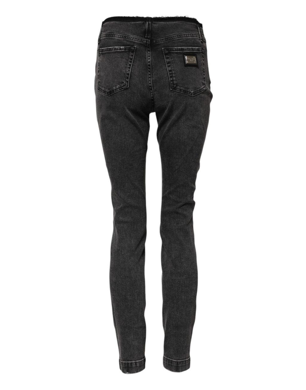 Grå skinny bomullsjeans med medelhög midja