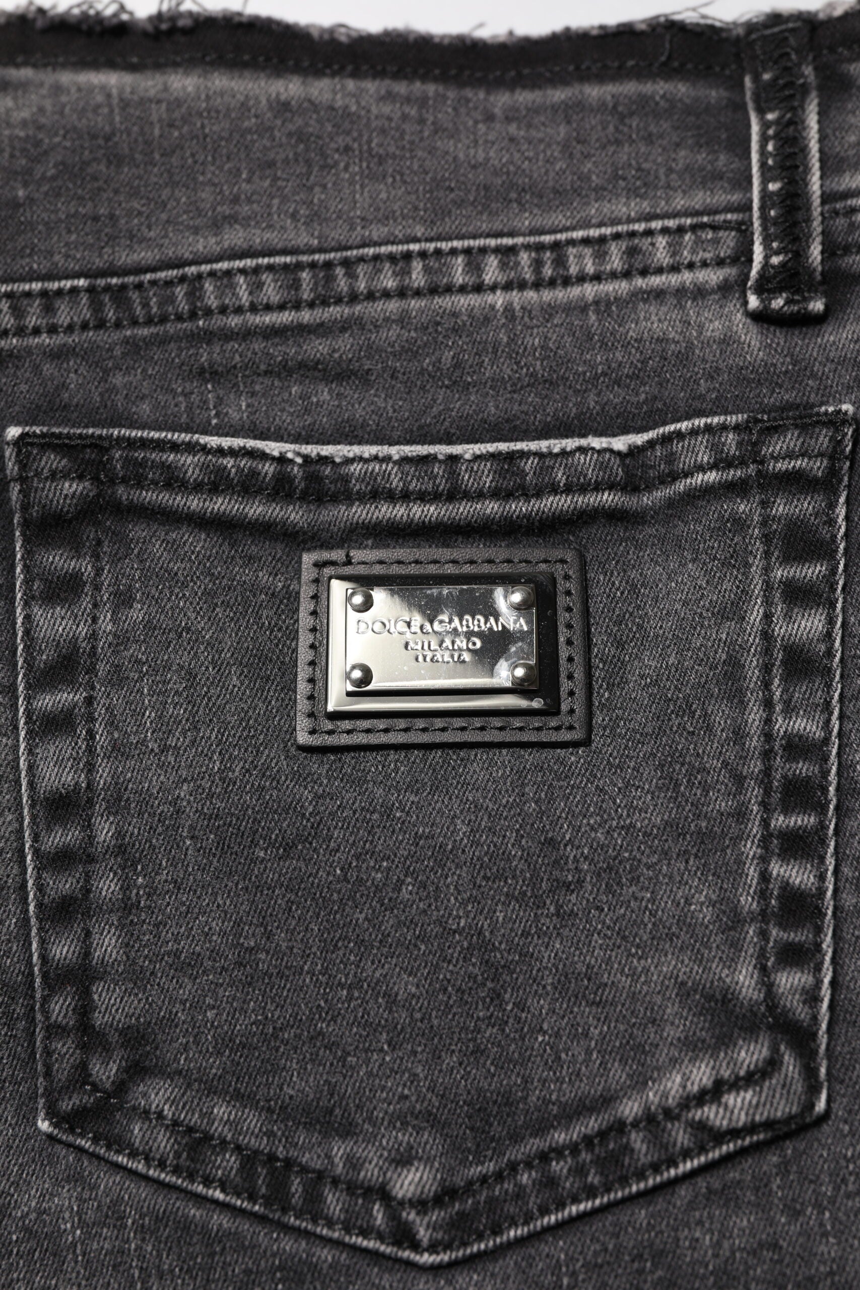 Grå skinny bomullsjeans med medelhög midja