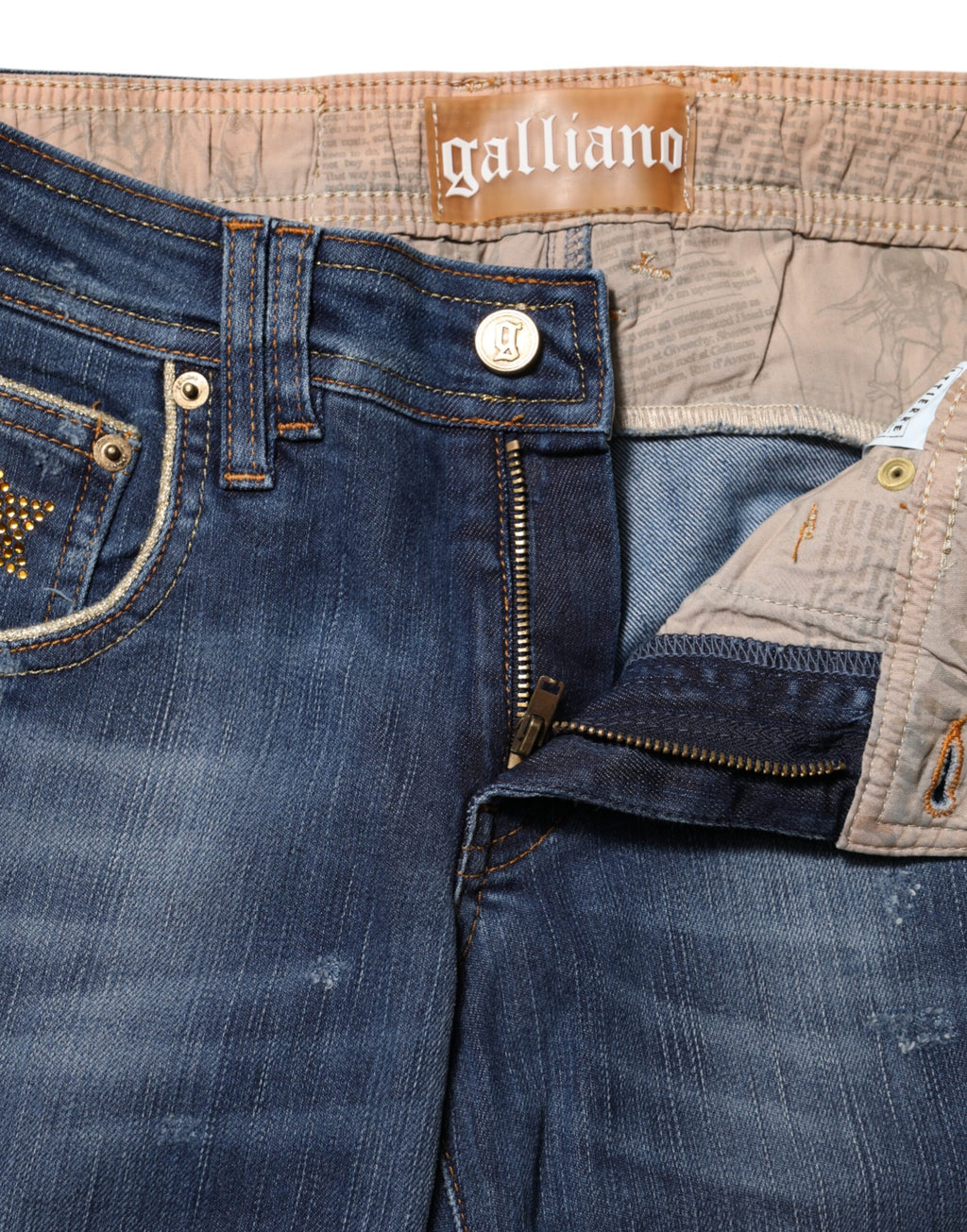 Blå bomullsjeans med medelhög midja och vida ben