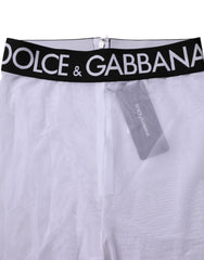 Dolce & Gabbana Gray Nylon DG Logo Mid Waisted Leggings Pants